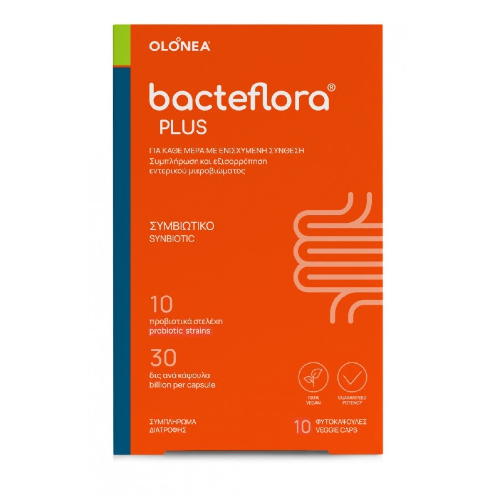 Bacteflora Plus Συνδυασμός υψηλής συγκέντρωσης Προβιοτικών ευρέως φάσματος & Πρεβιοτικού | 10caps