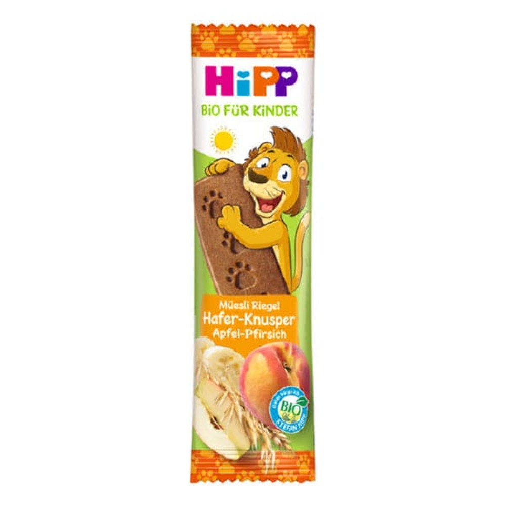 Hipp | Παιδική Μπάρα Δημητριακών με Τραγανή Βρώμη Μήλο & Ροδάκινο | 20gr