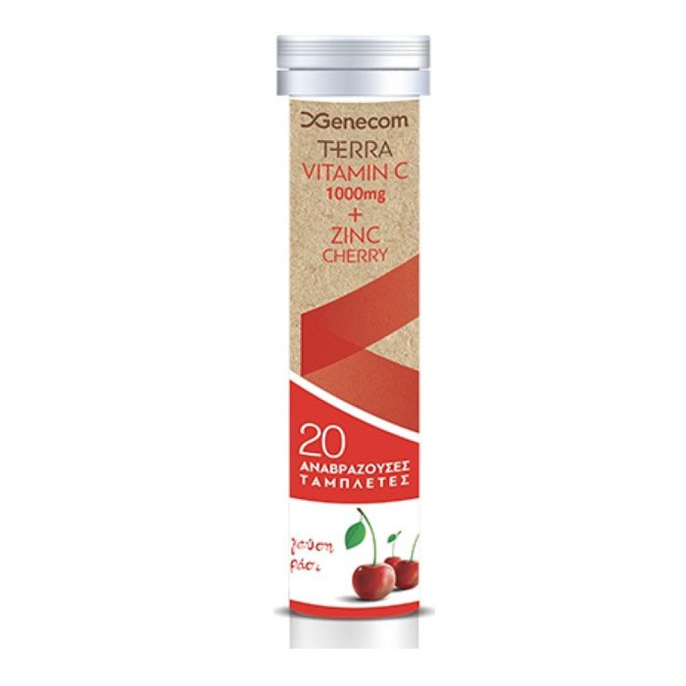 Genecom | Terra Vitamin C 1000 mg & Zinc 20 με γεύση κεράσι |  αναβράζοντα δισκία