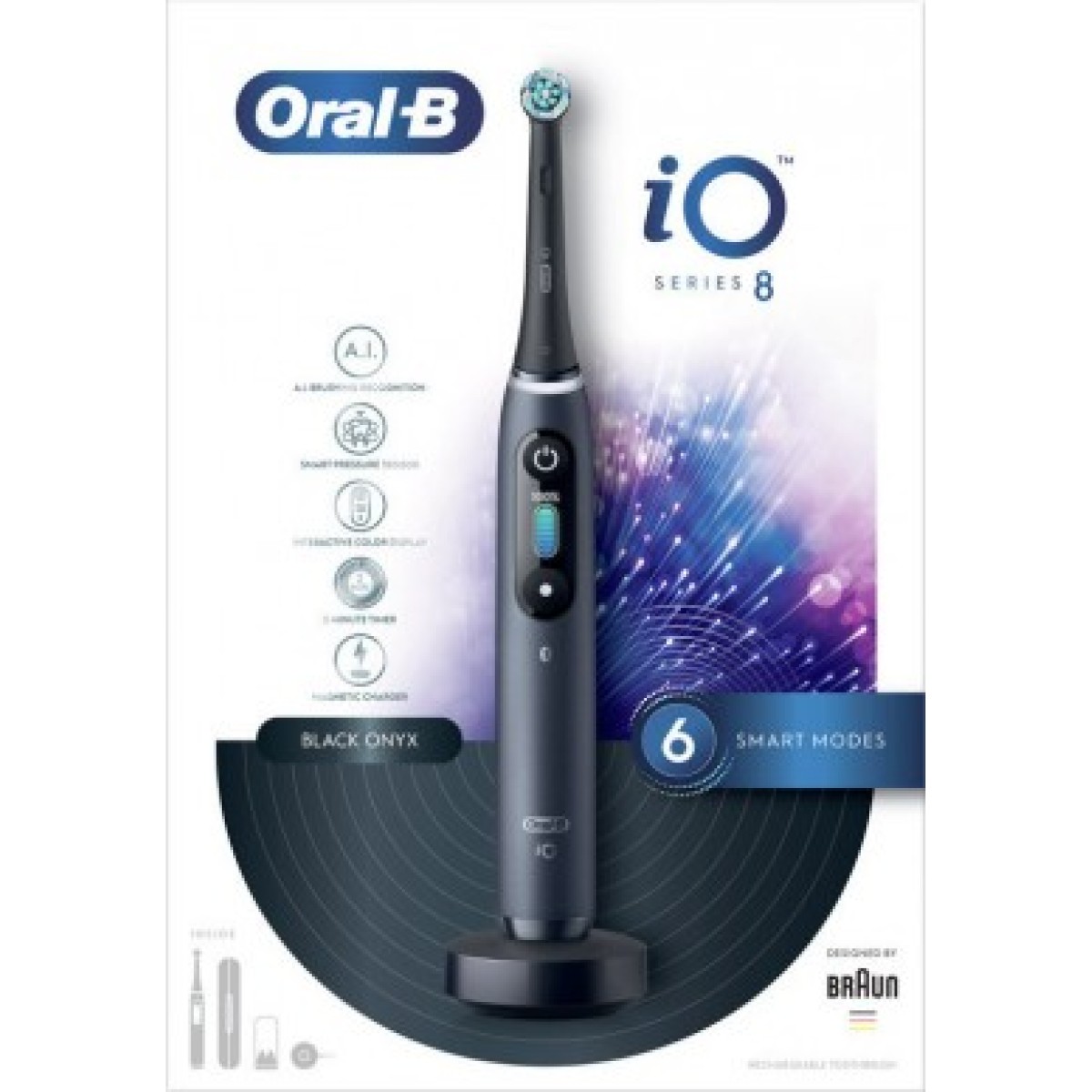 Oral-B | iO Series 8 | Ηλεκτρική Οδοντόβουρτσα με Χρονομετρητή και Αισθητήρα Πίεσης | Black Onyx