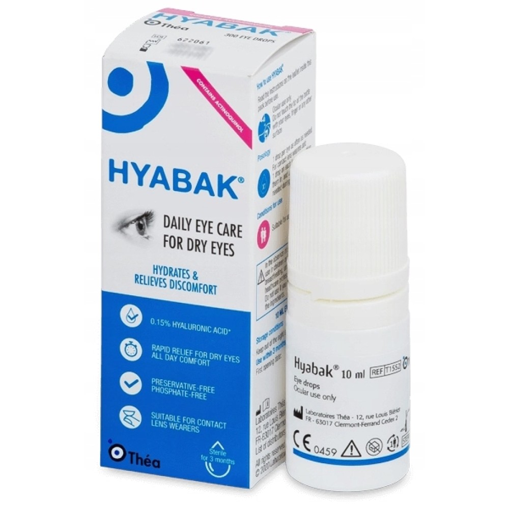 Thea | Hyabak Daily Eye Care | Οφθαλμικές Σταγόνες Με Υαλουρονικό Οξύ Για Ξηροφθαλμία Καθημερινής Χρήσης | 10ml