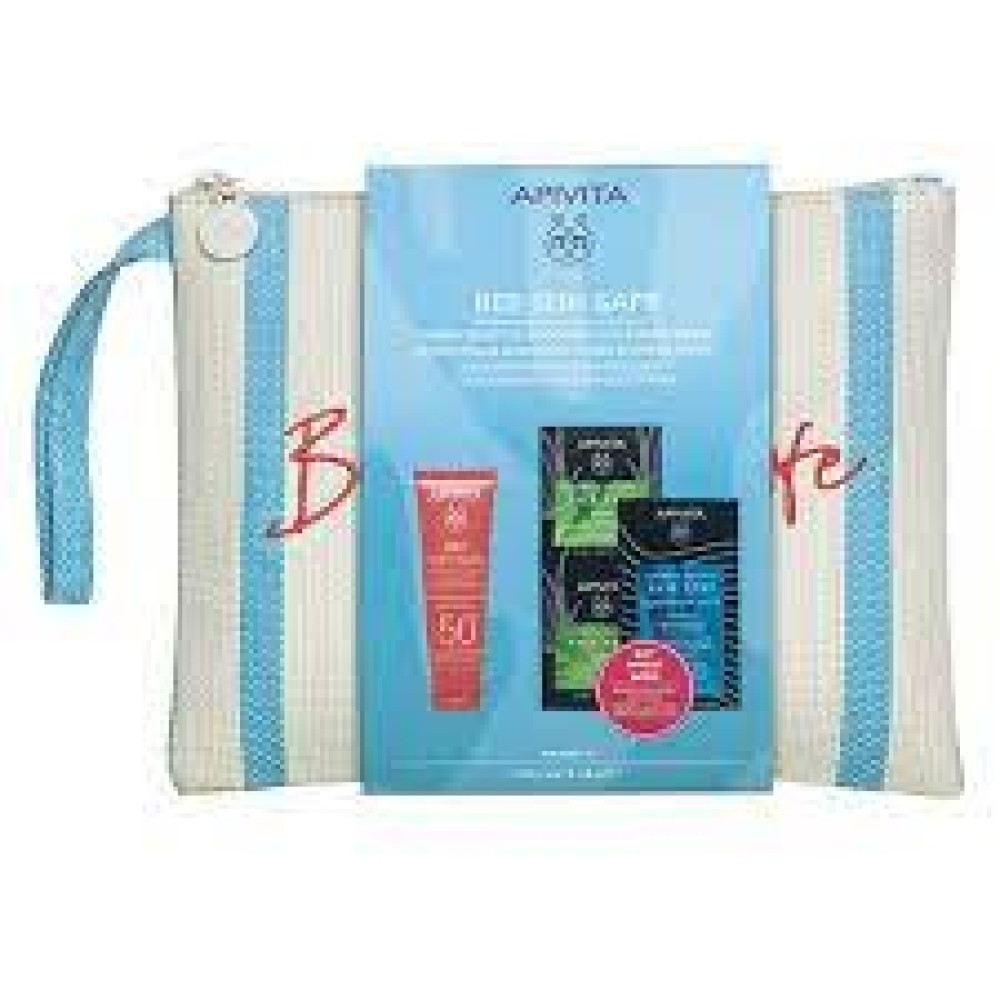Apivita | Bee Sun Safe Hydra Sensitive Soothing Face Cream SPF50+ 50ml | & Face Mask Aloe 2x8ml & Hair Mask Moisturizing 20ml