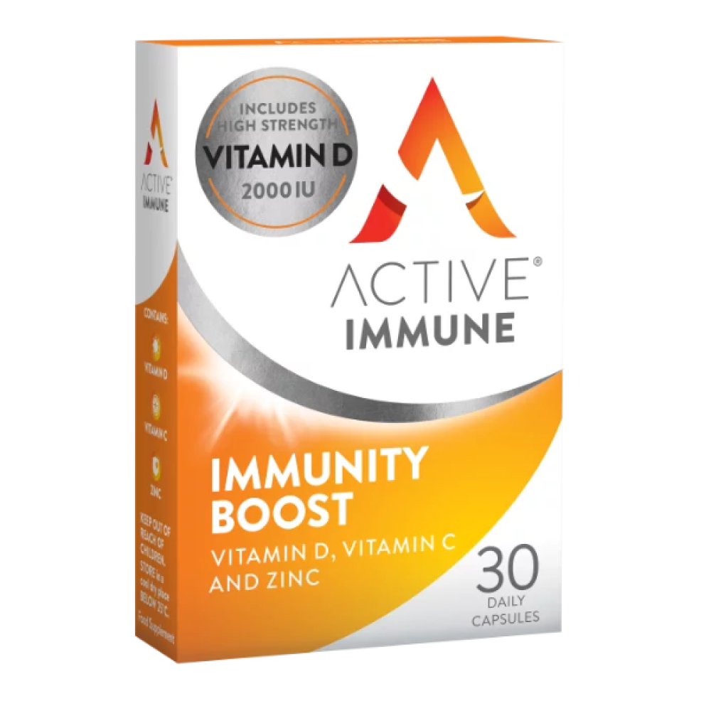 Active Immune | Immunity Boost Vitamin D & Vitamin C & Zinc | για την Ενίσχυση του Ανοσοποιητικού | 30 Κάψουλες