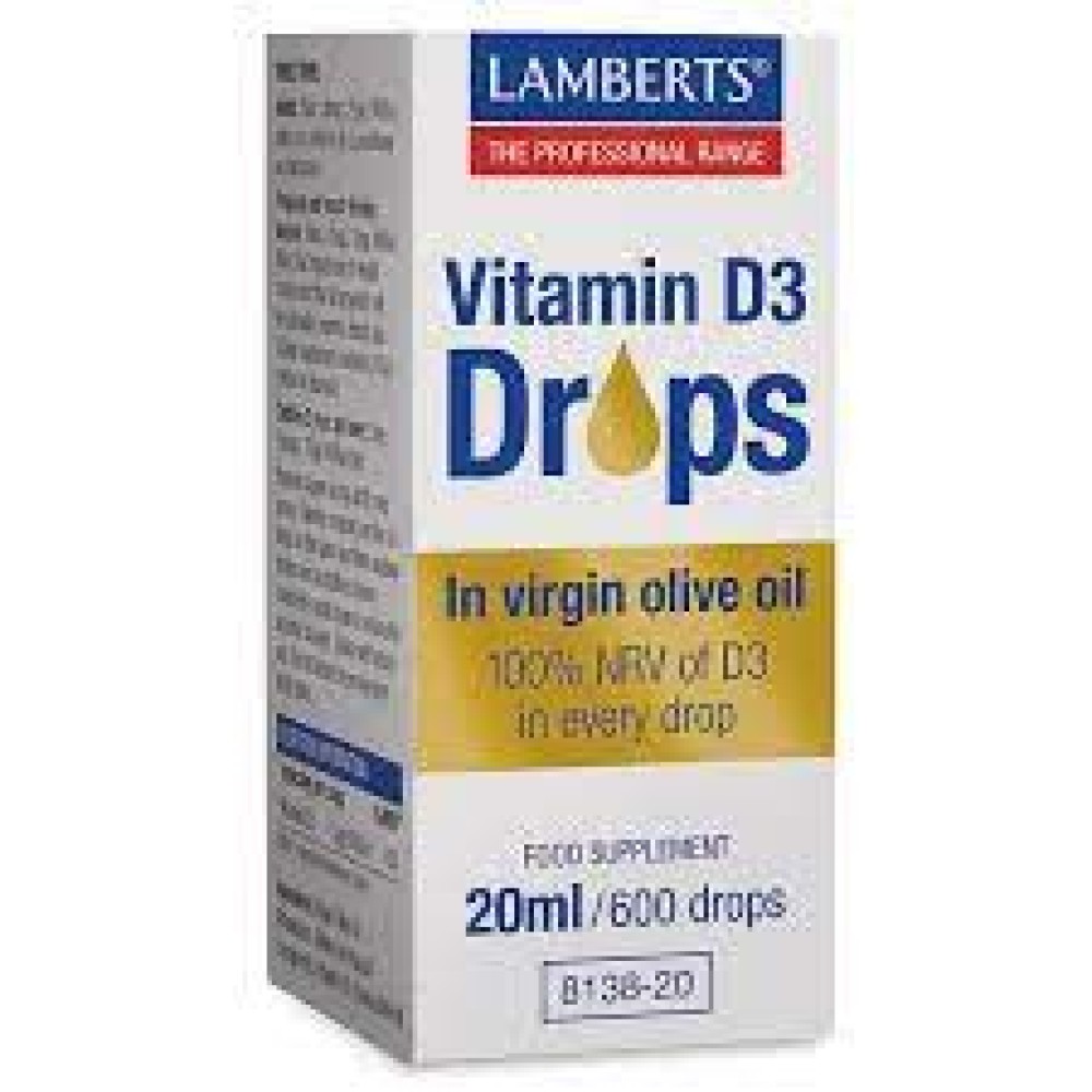 Lamberts | Vitamin D3 Drops | Συμπλήρωμα Διατροφής σε Παρθένο Ελαιόλαδο | 20ml / 600drops