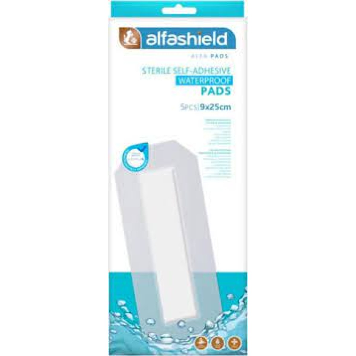 Alfashield | Self-Adhesive Waterproof Pads (9x25cm) | Αποστειρωμένα Αυτοκόλλητα Επιθέματα | 5τεμ