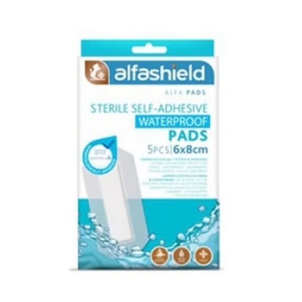 Alfashield | Self-Adhesive Waterproof Pads (6x8cm) | Αποστειρωμένα Αυτοκόλλητα Επιθέματα | 5τεμ