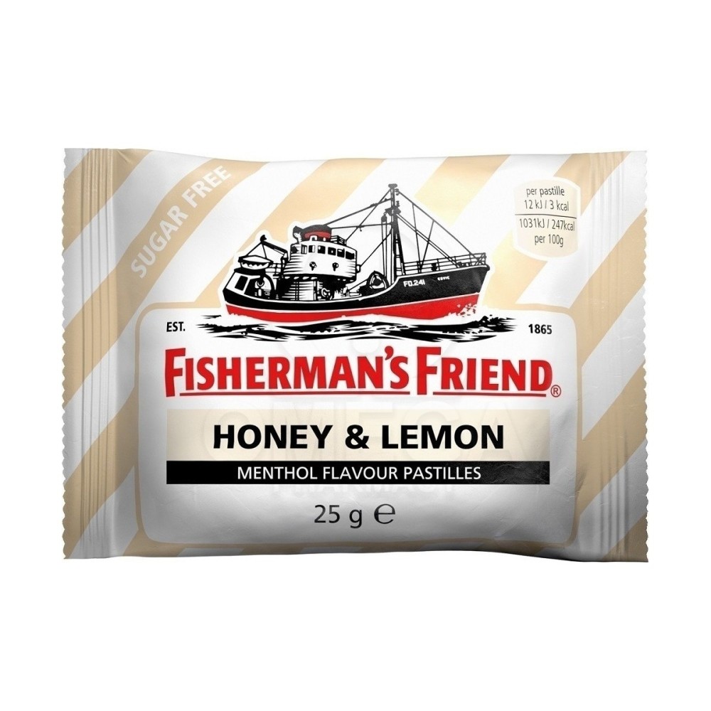 Fisherman's Friend | Καραμέλες με Μέλι και Λεμόνι & Άρωμα Μινθόλης | Χωρίς Προσθήκη Ζάχαρης | 25gr