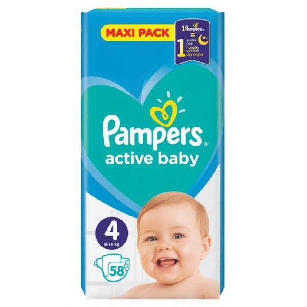 Pampers | Active Baby Maxi Pack | No4 (9-14 kg) | 58τμχ