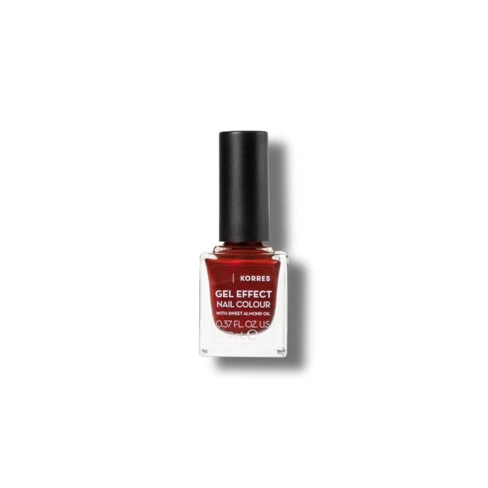 Korres | Gel Effect Nail Colour 58 Velour Red | Βερνίκι Νυχιών με Αμυγδαλέλαιο για Έντονη Λάμψη & Μεγάλη Διάρκεια | 11ml