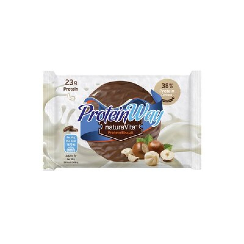 Protein Way Biscuit | Hazelnut Flavour Μπισκότο Πρωτεΐνης με Γεύση Φουντούκι & Επικάλυψη Κακάο | 60g