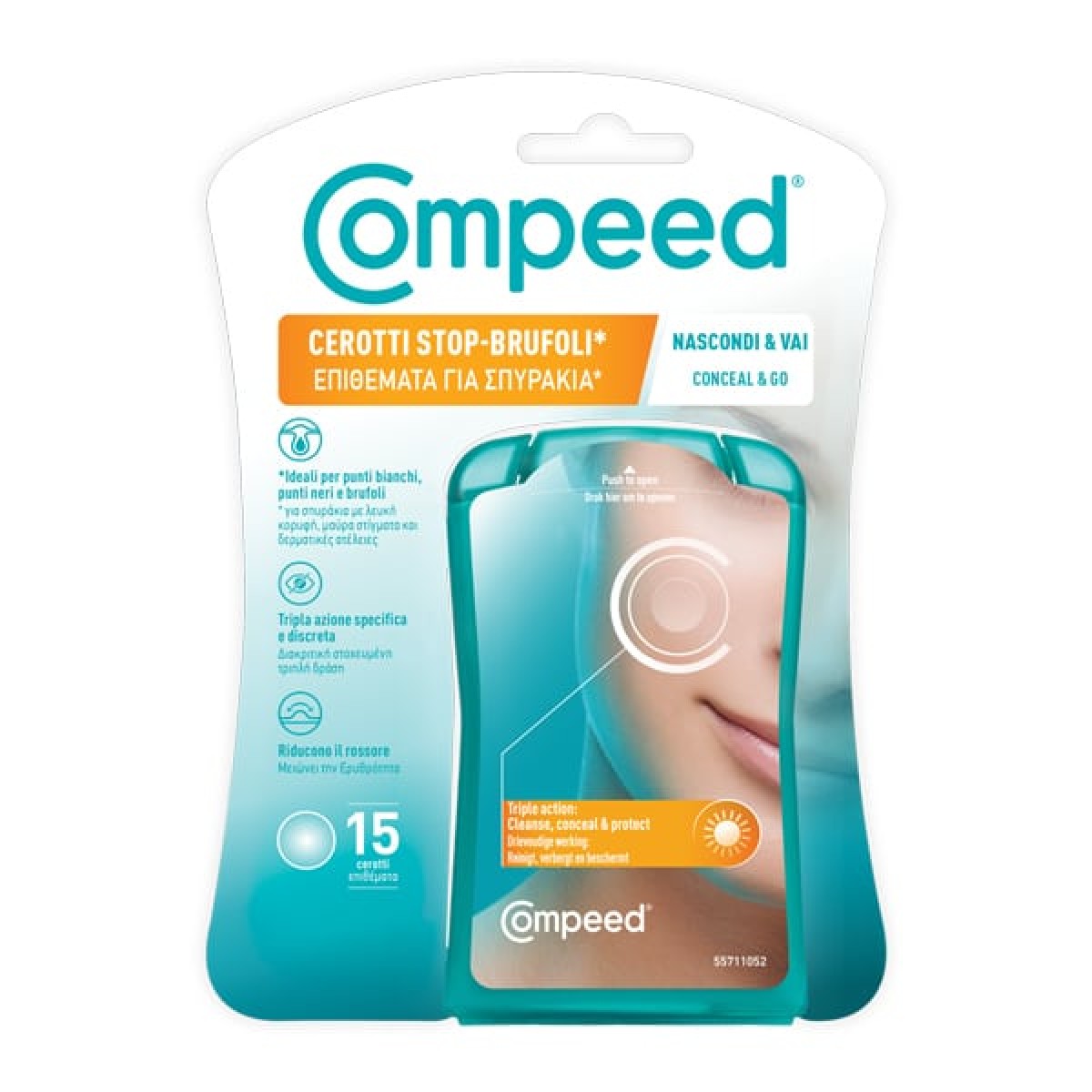 Compeed | Cerotti Stop-Brufoli | Επιθέματα για Σπυράκια για Καθαρισμό Κάλυψη Προστασία | 15 Τεμάχια