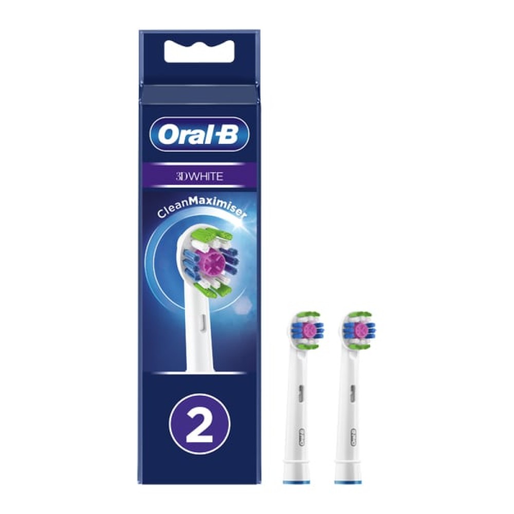 Oral-B | 3D White Clean Maximiser | Ανταλλακτικές Κεφαλές Για Ηλεκτρική Οδοντόβουρτσα | 2 τεμάχια