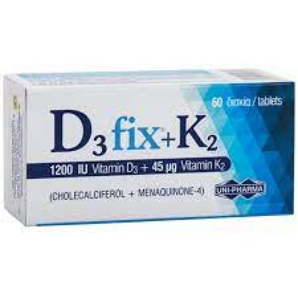 Uni-Pharma | D3 Fix |1200iu + K2 45mcg  | Συμπλήρωμα Διατροφής με D3 & K2 | 60tabs