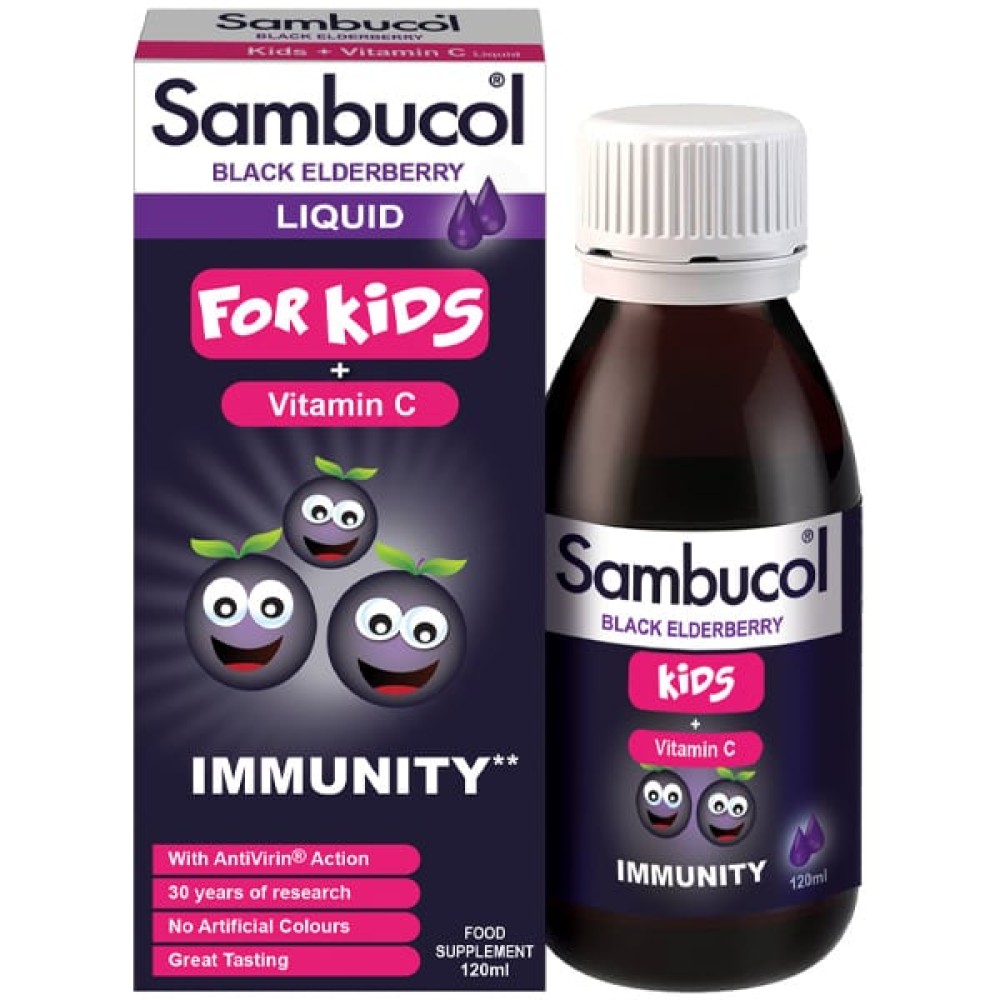 Sambucol | Black Elderberry Kids & Vitamin C Παιδικό Σιρόπι για την Ενίσχυση του Ανοσοποιητικού | 120ml