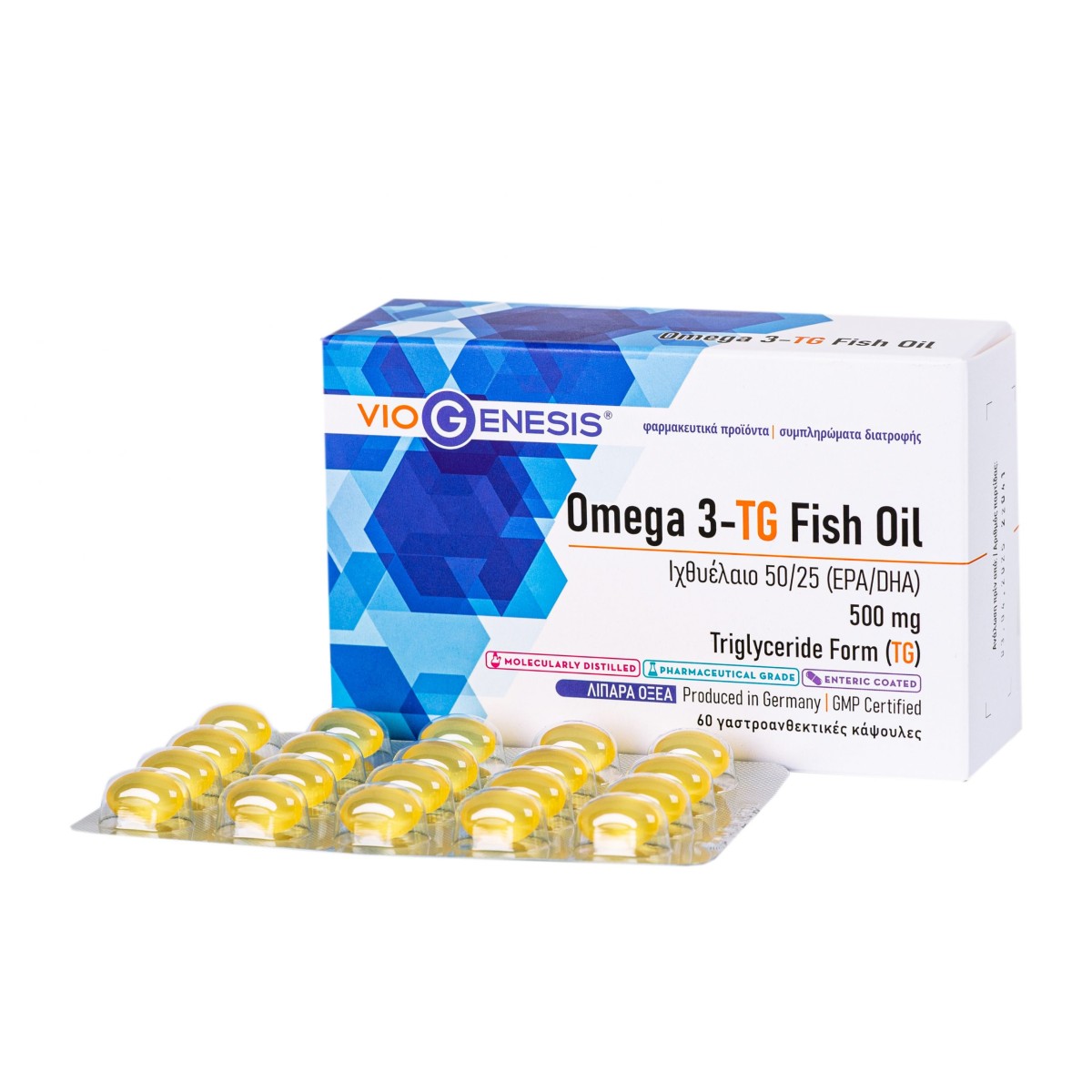 VioGenesis  | Omega 3-TG Fish Oil 500 mg | 60 enteric coated caps