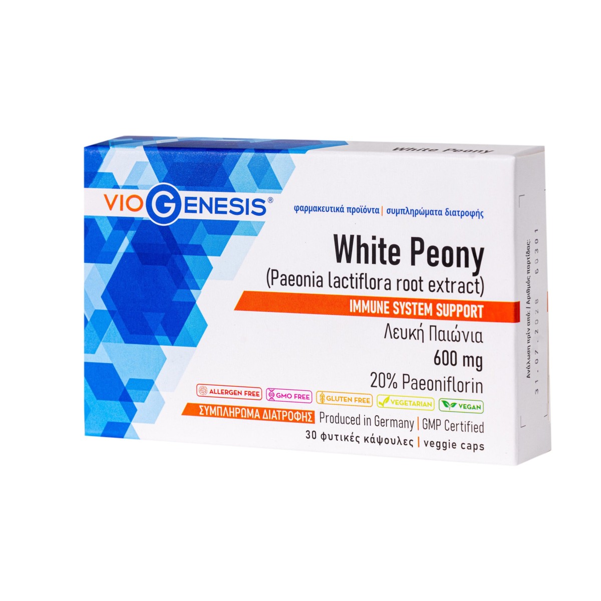 VioGenesis  | VWhite Peony 600 mg | 30 caps