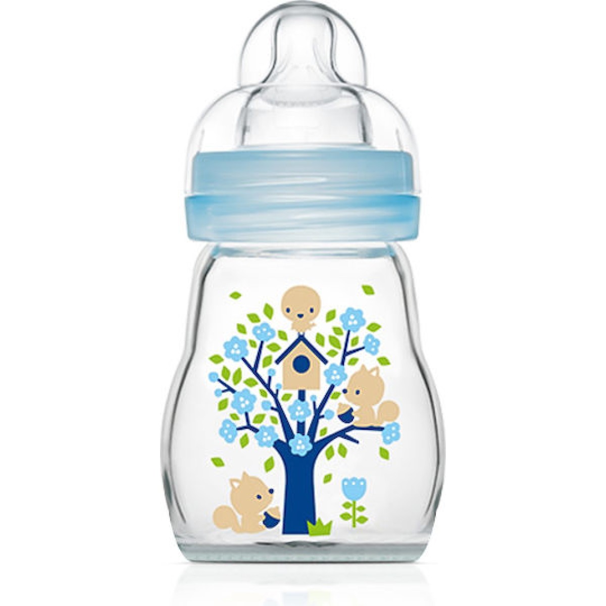 Mam | Feel Good Γυάλινο Μπιμπερό με Θηλή Σιλικόνης 0+ Μηνών | Γαλάζιο  | 170ml